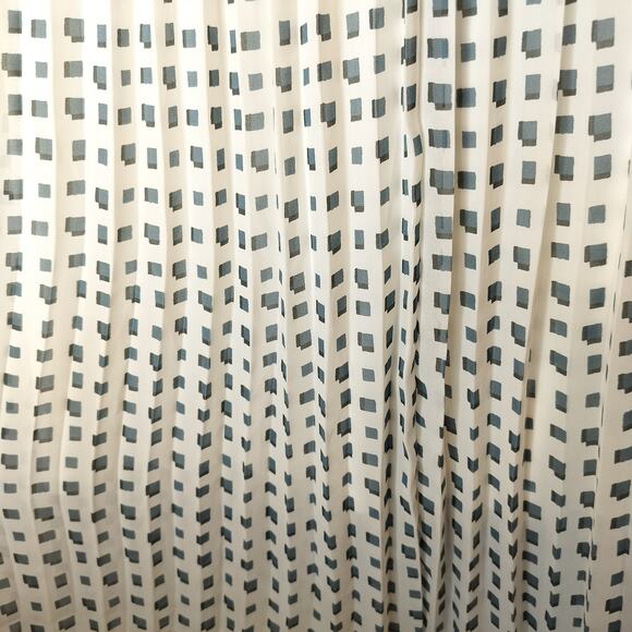 Uniqlo Pleated Midi Skirt Geometric White Blue Chiffon - Picture 6 of 8